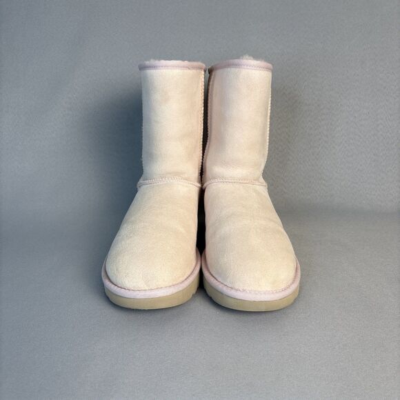 New Womens UGG Boots Sz 9 Classic Short Pink Shell Seashell Suede Wool Sold Out - Picture 2 of 16